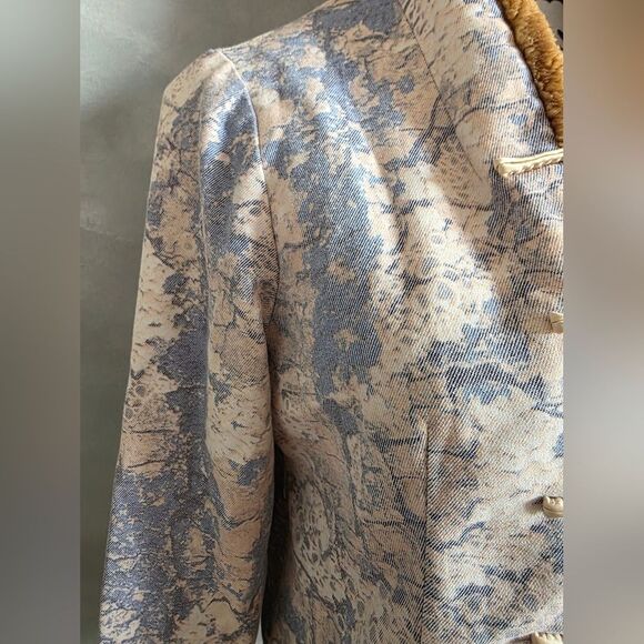 Chinese Style Womens Faux Fur Trim Embroidered Jacket Stand Collar Knot Closure - Picture 3 of 13